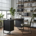 1 dębowe biurko CARIN II frezowane fronty