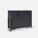 Czarna komoda frezowana CARIN z litego dębu