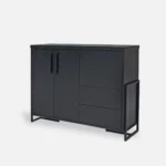 Czarna komoda frezowana CARIN z litego dębu