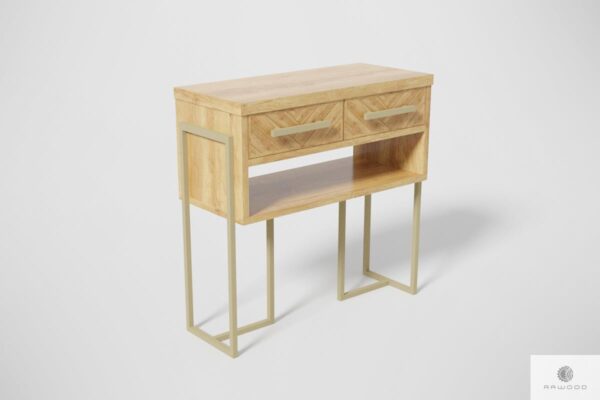 Dębowy pomocnik z szufladami w jodełkę do salonu przedpokoju CARIN Producent Mebli RaWood Premium Furniture