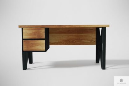 Nowoczesne dębowe biurko na metalowych nogach do gabinetu GORAN Producent Mebli RaWood Premium Furniture