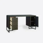 Dębowe biurko z szufladami i półkami CARIN II - lakier czarny