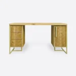 Dębowe biurko gabinetowe z drewna i stali do biura gabinetu CARIN II