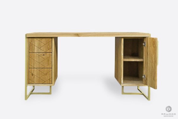 Designerskie biurko na zamówienie z dębowego drewna do gabinetu CARIN II
