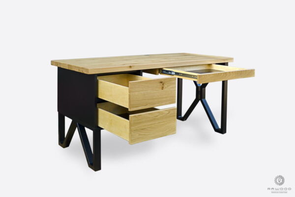 Nowoczesne drewniane biurko gabinetowe z szufladami pomysł na biurko do gabinetu kancelarii GORAN