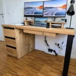 biurko CAMERON z szufladą podblatową olej bezbarwny mat z podstawką pod monitor(2)(1)