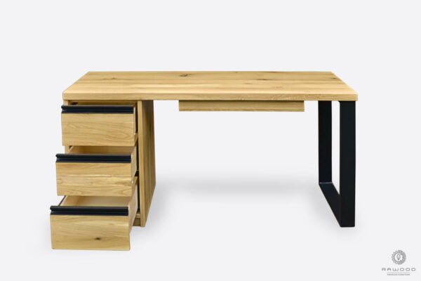 Dębowe biurko z litego drewna nowoczesne z szufladami prosto od producenta na zamówienie RaWood