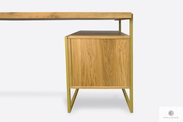 Designerskie biurko z dębowego drewna litego z metalowymi nogami GERDA
