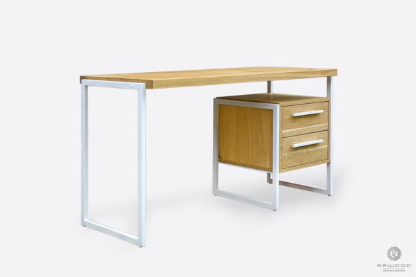 Drewniane biurko z metalowymi nogami producent biurek do gabinetu RaWood