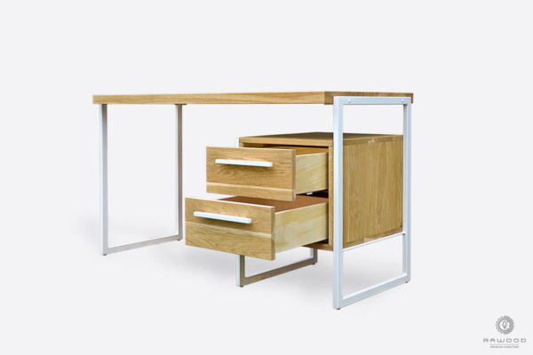 Industrialne loftowe biurko drewniane z szufladami na zamówienie GERDA
