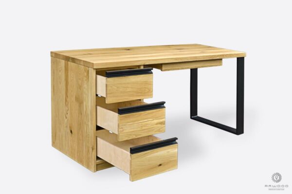 Nowoczesne drewniane biurko dębowe z szufladami metalowymi nogami na zamówienie Producent