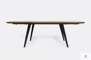 Stół dębowy z dostawkami na metalowych nogach do jadalni salonu CORTEZ