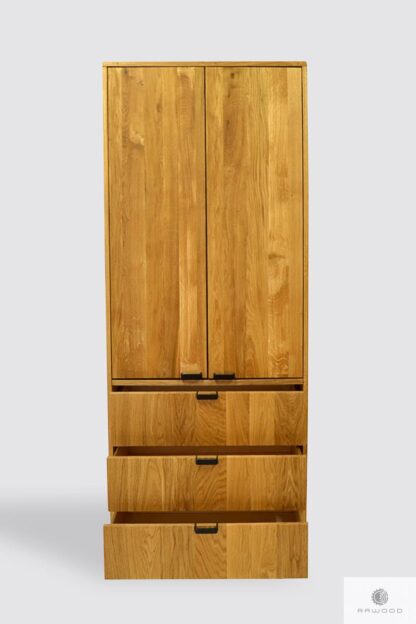 Szafa drewniana dwudrzwiowa z szufladami do sypialni przedpokoju pokoju HUGON Producent Mebli RaWood Premium Furniture