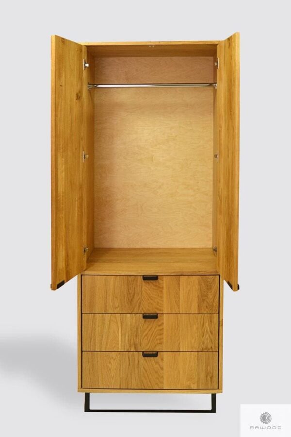 Szafa drewniana dwudrzwiowa z szufladami do sypialni przedpokoju pokoju HUGON Producent Mebli RaWood Premium Furniture