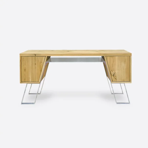 Nowoczesne biurko drewniane - dwa kontenerki - BORA