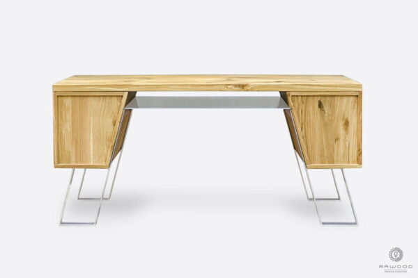 Duże solidne nowoczesne biurko dębowe nowoczesny design metalowe nogi do kancelarii BORA