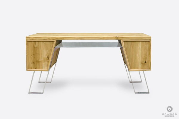 Nowoczesne biurko drewniane z metalowymi nogami do gabinetu BORA