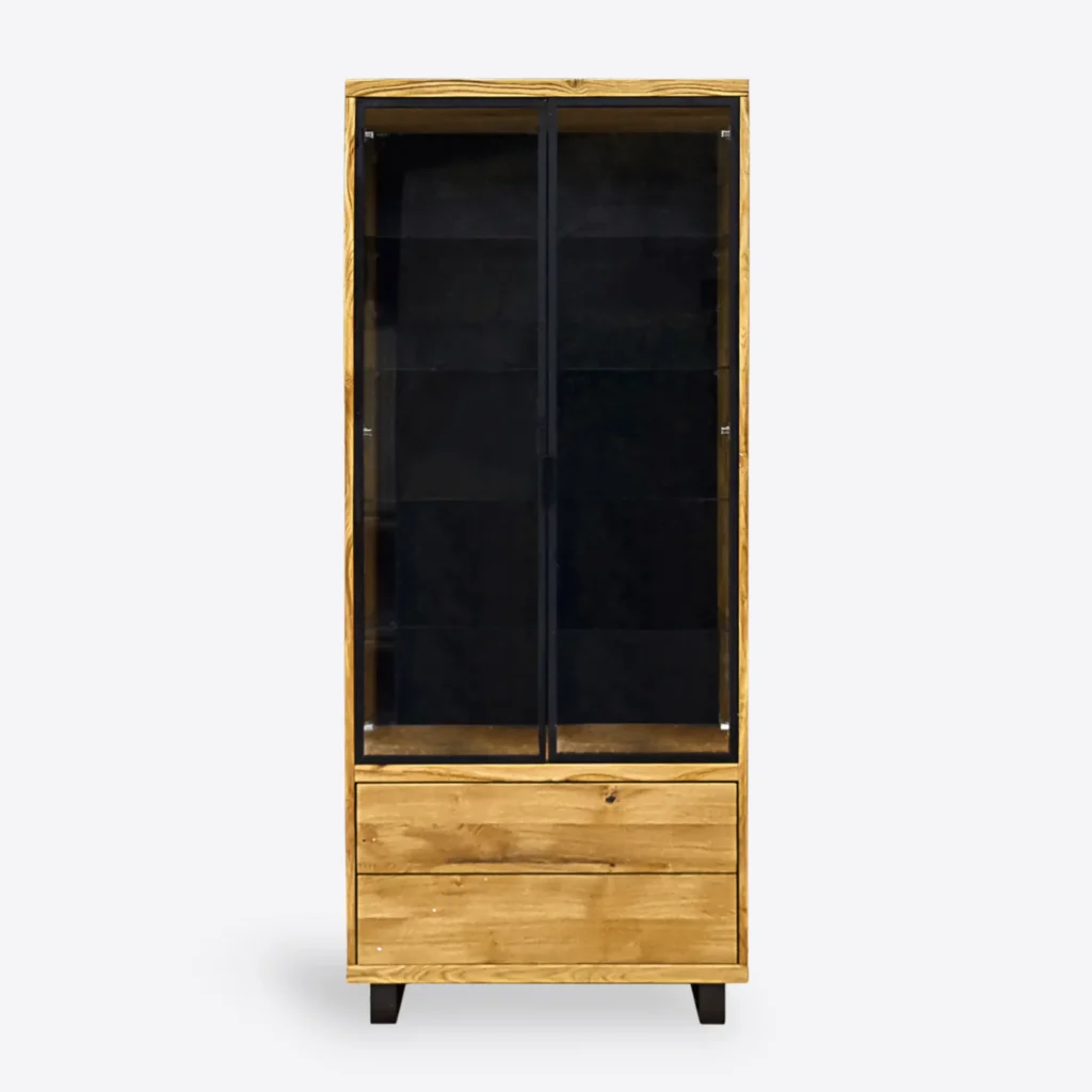 Drewniana witryna dębowa z szufladami do salonu DELIO