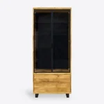 Drewniana witryna dębowa z szufladami do salonu DELIO