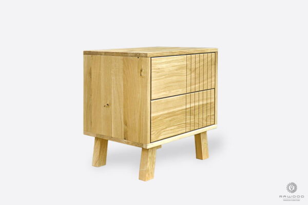Minimalistyczna szafka nocna z naturalnego drewna litego z szufladami do pokoju NESS