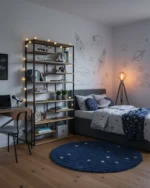 regał DERA industrialny, półki dębowe (1)