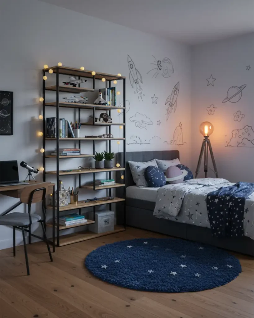 regał DERA industrialny, półki dębowe (1)