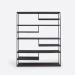 Regał industrialny DERA - stal czarna, dąb wenge