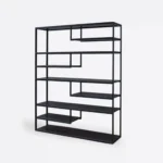 Regał industrialny DERA - stal czarna, dąb wenge