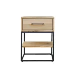 Dębowa szafka nocna industrialna z szufladą i półką do sypialni MERIS I - obrazek 2