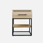 Dębowa szafka nocna industrialna z szufladą i półką do sypialni MERIS I - obrazek 4