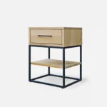 Dębowa szafka nocna industrialna z szufladą i półką do sypialni MERIS I - obrazek 7