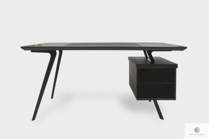 Designerskie biurko dębowe czarne na metalowych nogach biura VITA