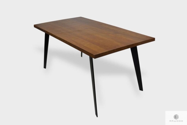 Industrialny stół z drewnianym blatem i metalowymi nogami do jadalni CORTEZ
