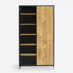 Nowoczesny czarny regał z drewna dębowego CASTEL