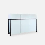 Designerska komoda drewniana na nóżkach BOSTON I biała płyta (5)