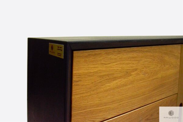 Szafka pod telewizor z dęboweg drewna z szufladami do salonu DENIS