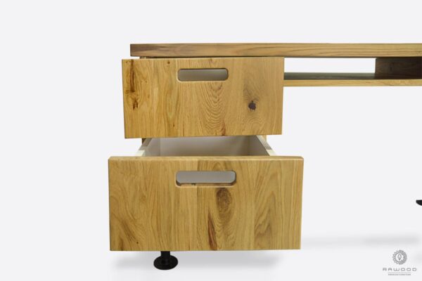 Industrialne biurko drewniane z szufladami na zamówienie DENAR