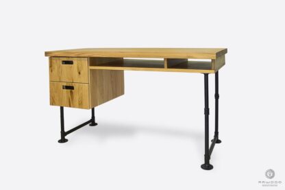 Industrialne biurko z drewna litego na wymiar do gabinetu DENAR