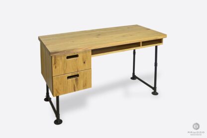 Loftowe biurko z drewna dębowego i metalu do biura DENAR I