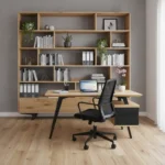biurko z dębowym blatem VITA II i regał VITA