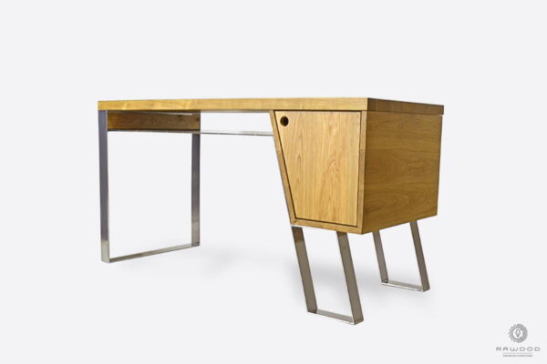 Designerskie drewniane biurko metalowe nogi do gabinetu BORA wyprzedaż