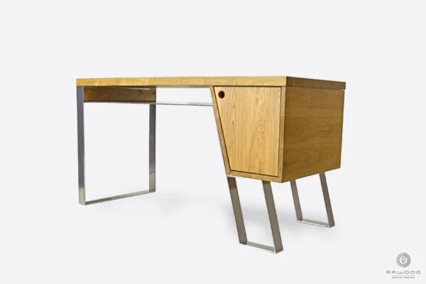 Designerskie drewniane biurko metalowe nogi do gabinetu BORA wyprzedaż