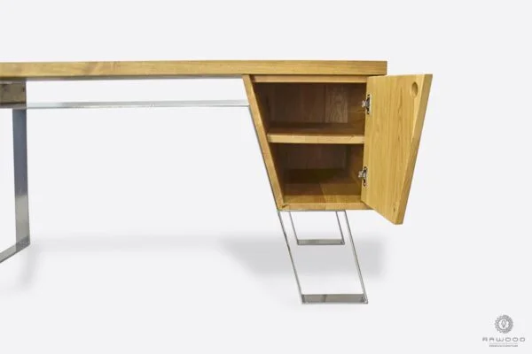 Drewniane biurko z metalowymi nogami do biura BORA wyprzedaż