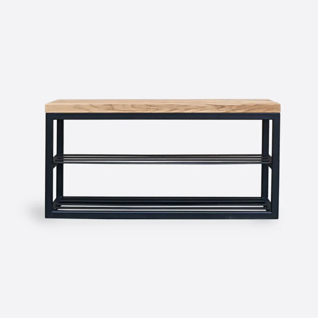 Ławka dębowa z półką loft siedzisko do przedpokoju HUGON III (1)