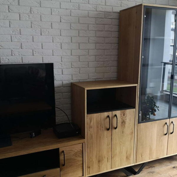 Drewniane nowoczesne witryny szklane dębowe w stylu loft industrialnym do salonu jadalni producent warszawa RaWood