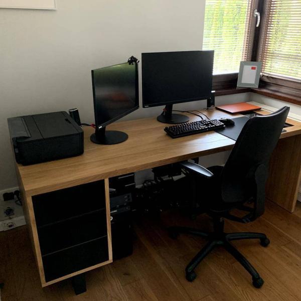 Duże solidne dębowe biurko z szufladami nowoczesne drewniane biurko do gabinetu MOCCA