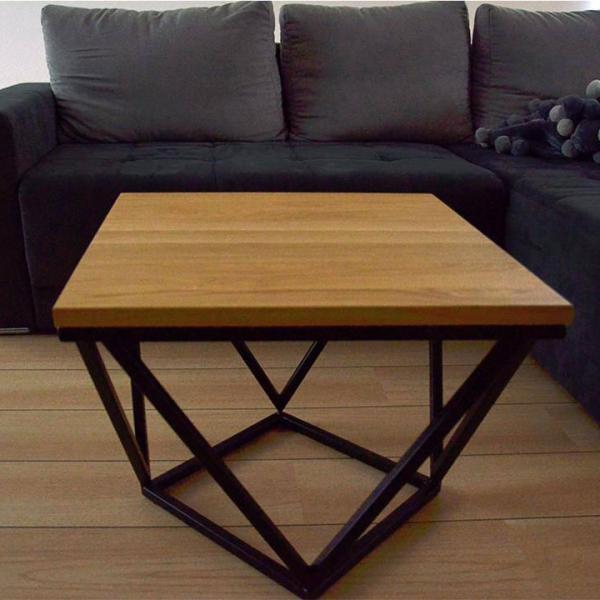 Nowoczesny oryginalny stolik kawowy dębowy z metalowymi nogami loft do salonu producent warszawa RaWood