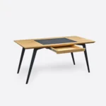 Biurko nowoczesne z szufladą i skórzaną wstawką VITA III