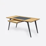 Biurko nowoczesne z szufladą i skórzaną wstawką VITA III