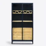 Witryna dębowa na alkohol barek nowoczesny CARLA - dwie szuflady